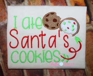 I ate Santa's Cookies Christmas Applique design 6x10