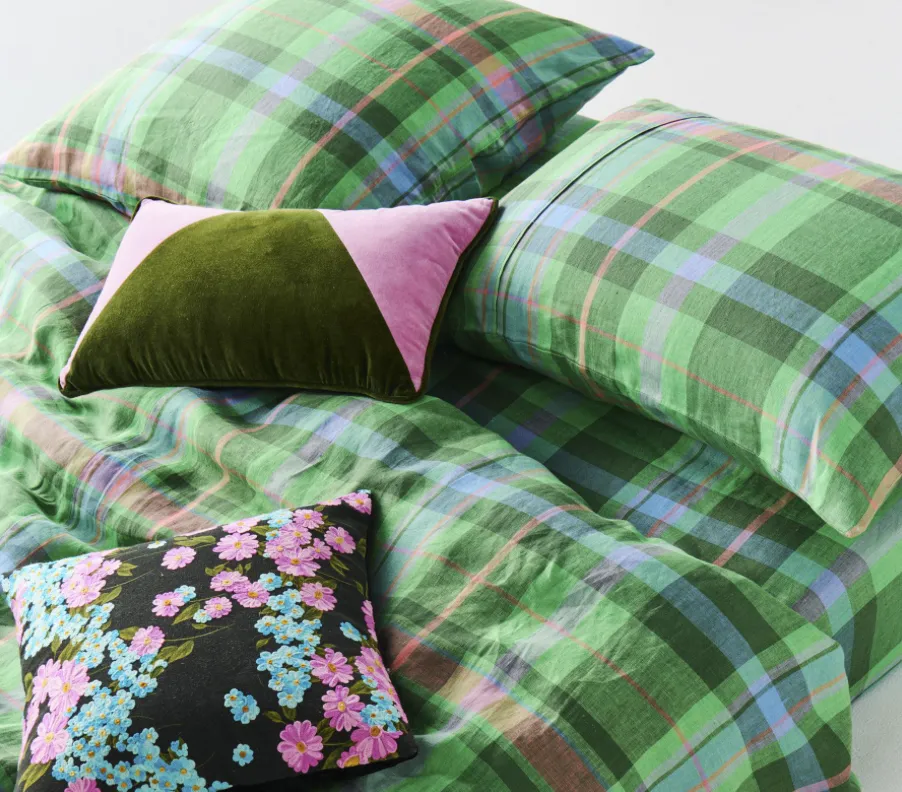 Jewel of the Nile Tartan Linen Pillowcase Set