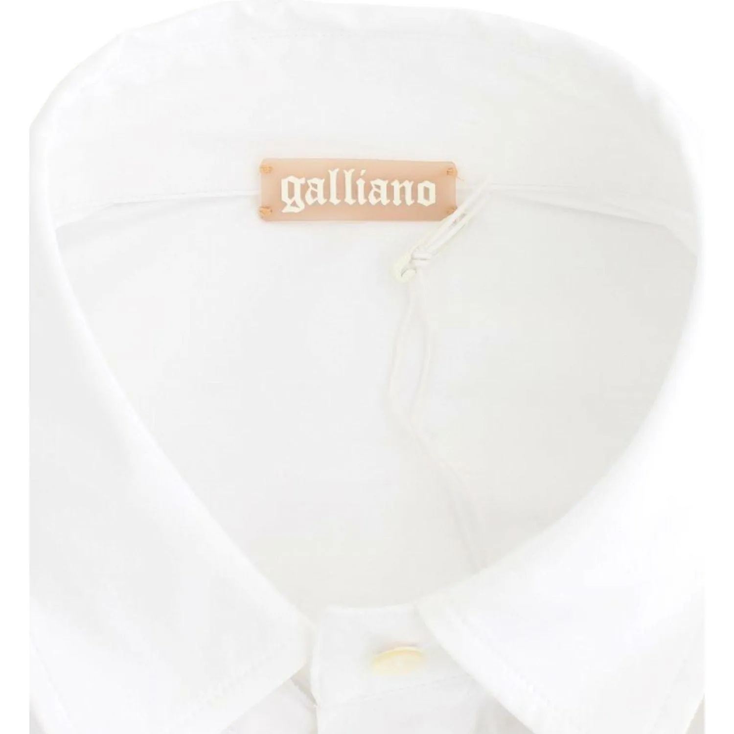 John Galliano Chic White Cotton Blend Shortsleeve Blouse