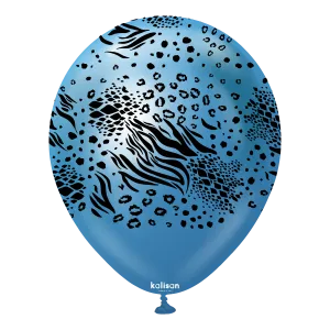 Kalisan 12" Mutant Printed Mirror Blue  Latex Balloon, 25 pieces