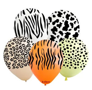 Kalisan 12" Safari Patterns Printed Latex Balloon, 25 pieces