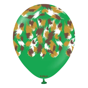 Kalisan 12" Savanna Printed Standard Green  Latex Balloon, 25 pieces