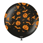 Kalisan 24" Halloween Theme 1 Black Printed Latex Balloon, 1 ct