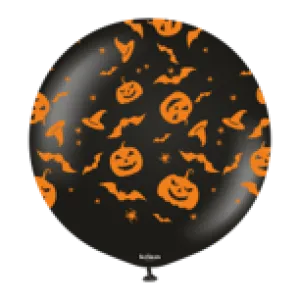 Kalisan 24" Halloween Theme 1 Black Printed Latex Balloon, 1 ct