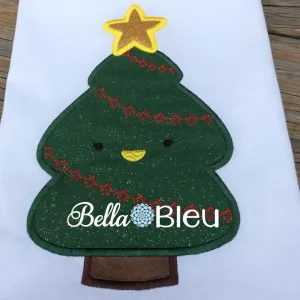 Kawaii Christmas Tree Applique Machine Embroidery Design