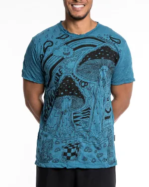 Mens Magic Mushroom T-Shirt in Denim Blue