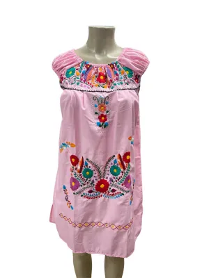 Mexican Floral Embroidered Off the Shoulder Dress Evelia Pink