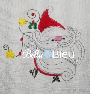 Santa Claus with Christmas Lights Machine Embroidery Design