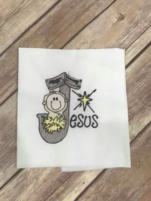 Sketchy Jesus Christmas Machine Embroidery 4x4