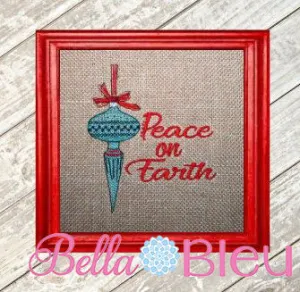 Sketchy Retro Peace on Earth Ornament machine embroidery design