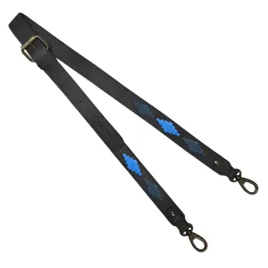 Skinny Black Leather Strap w/ Jean Navy & Blue Stitching by Pampeano