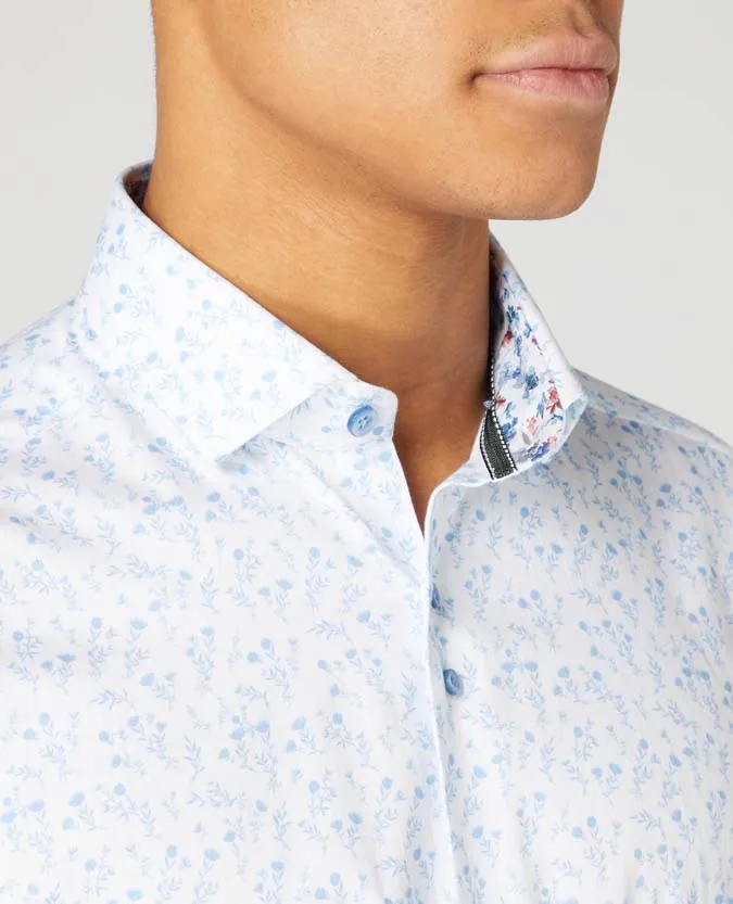 Slim Fit Print Cotton Stretch Shirt