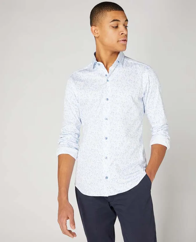 Slim Fit Print Cotton Stretch Shirt