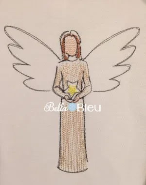 Stunning Angel with Star Colorwork Machine Embroidery Design