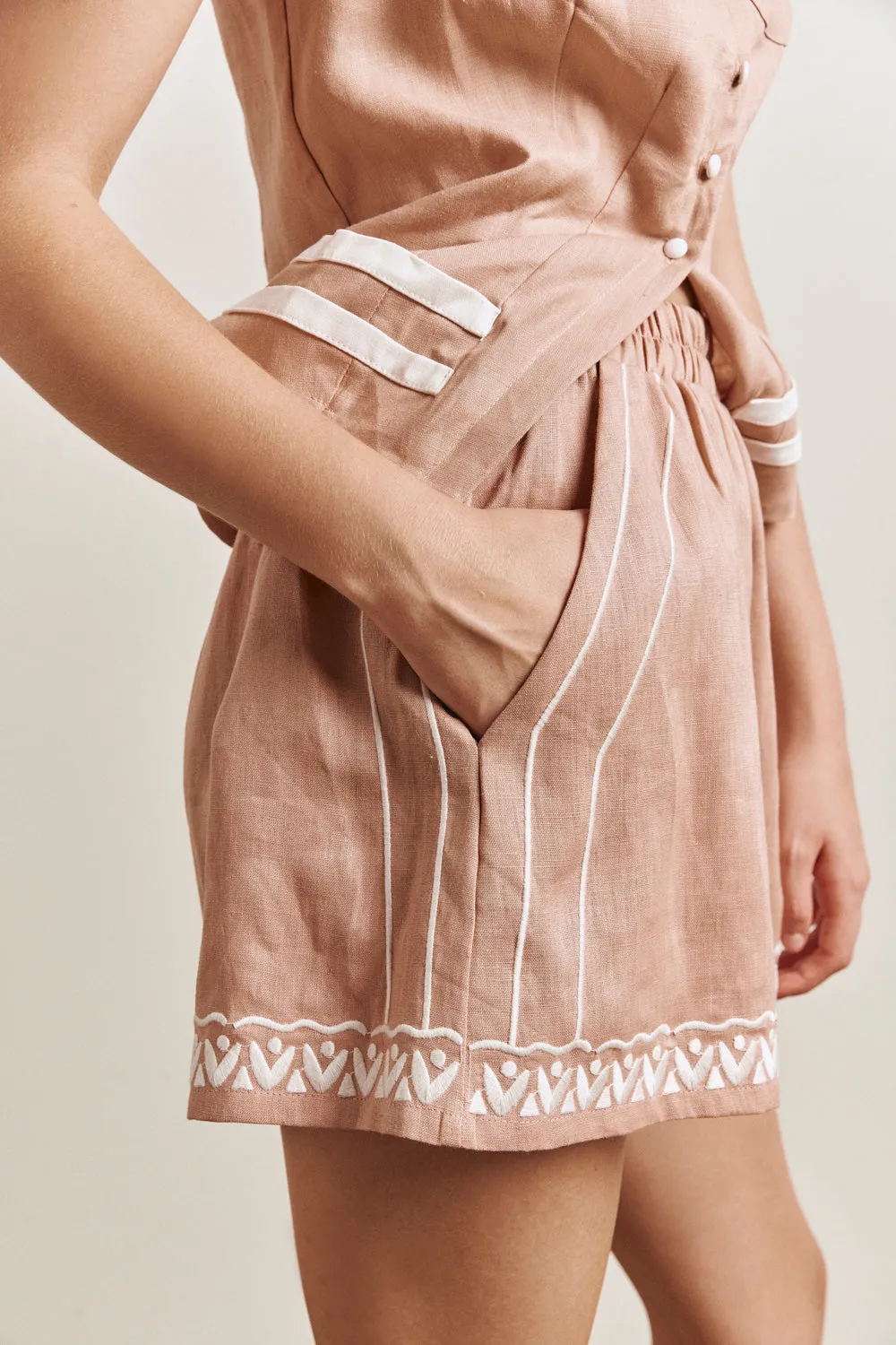 Tara Linen Shorts Blush