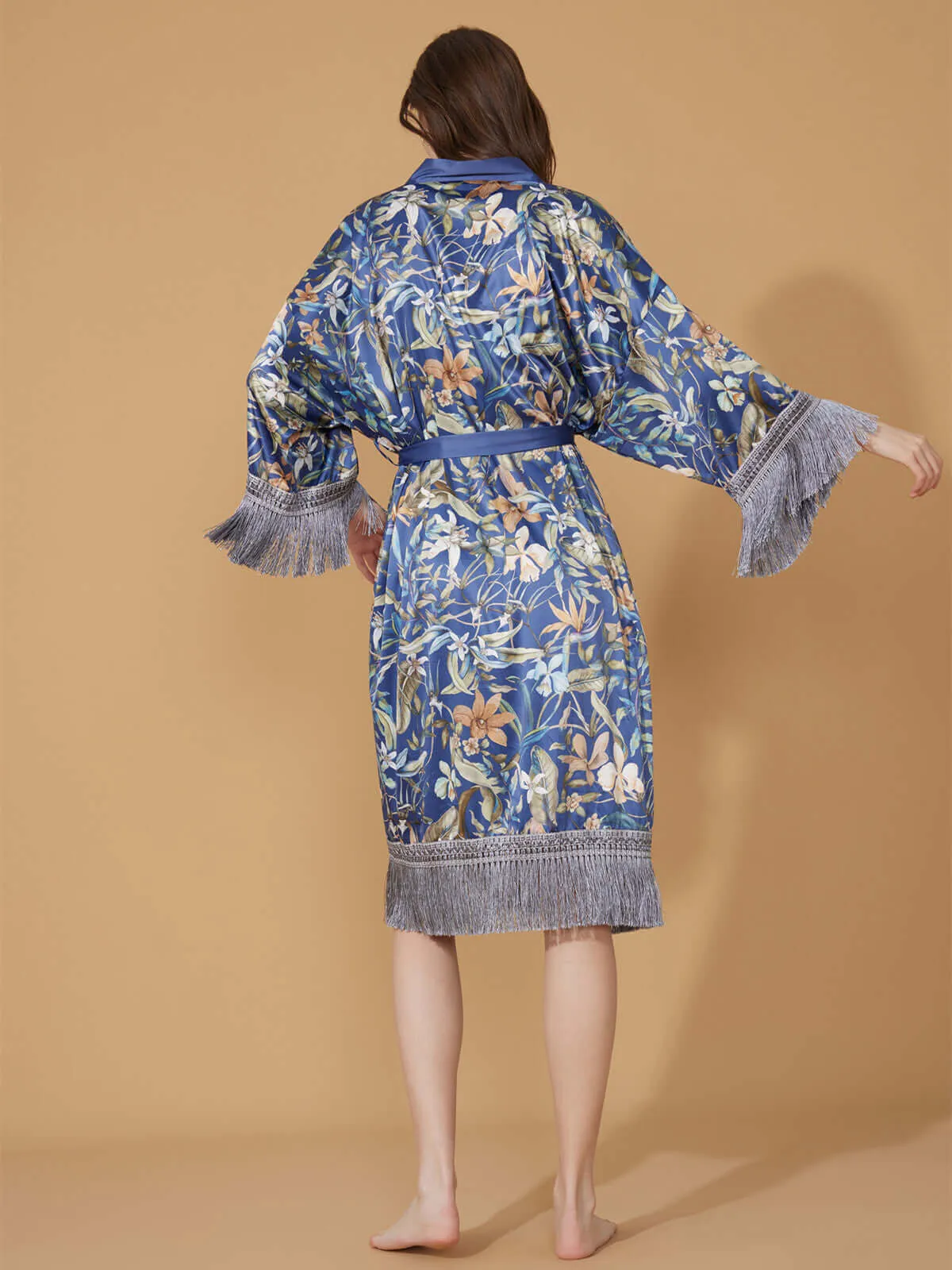 Tassels Floral Kimono Robe