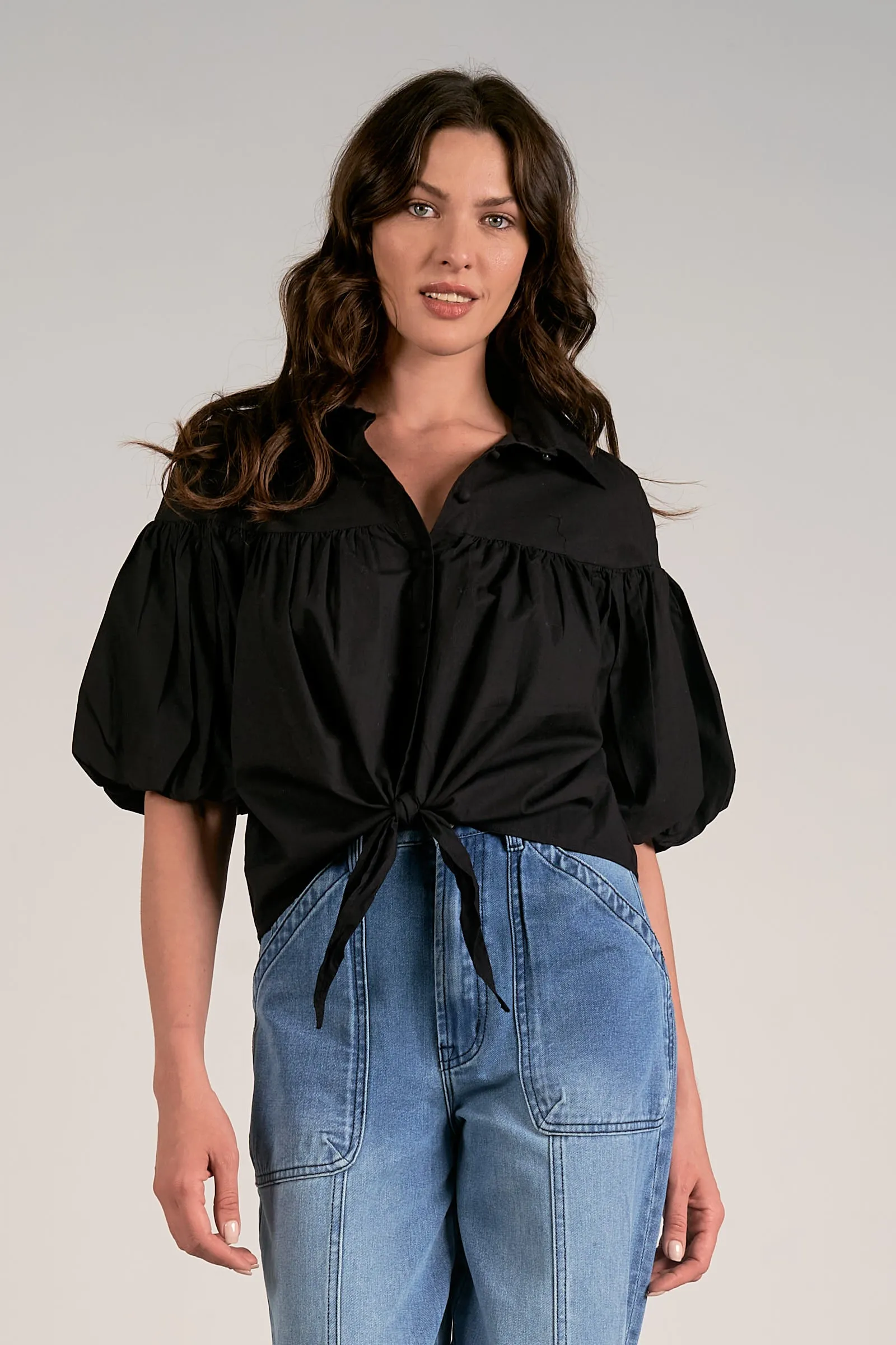 The Aubrey Tie Front Blouse