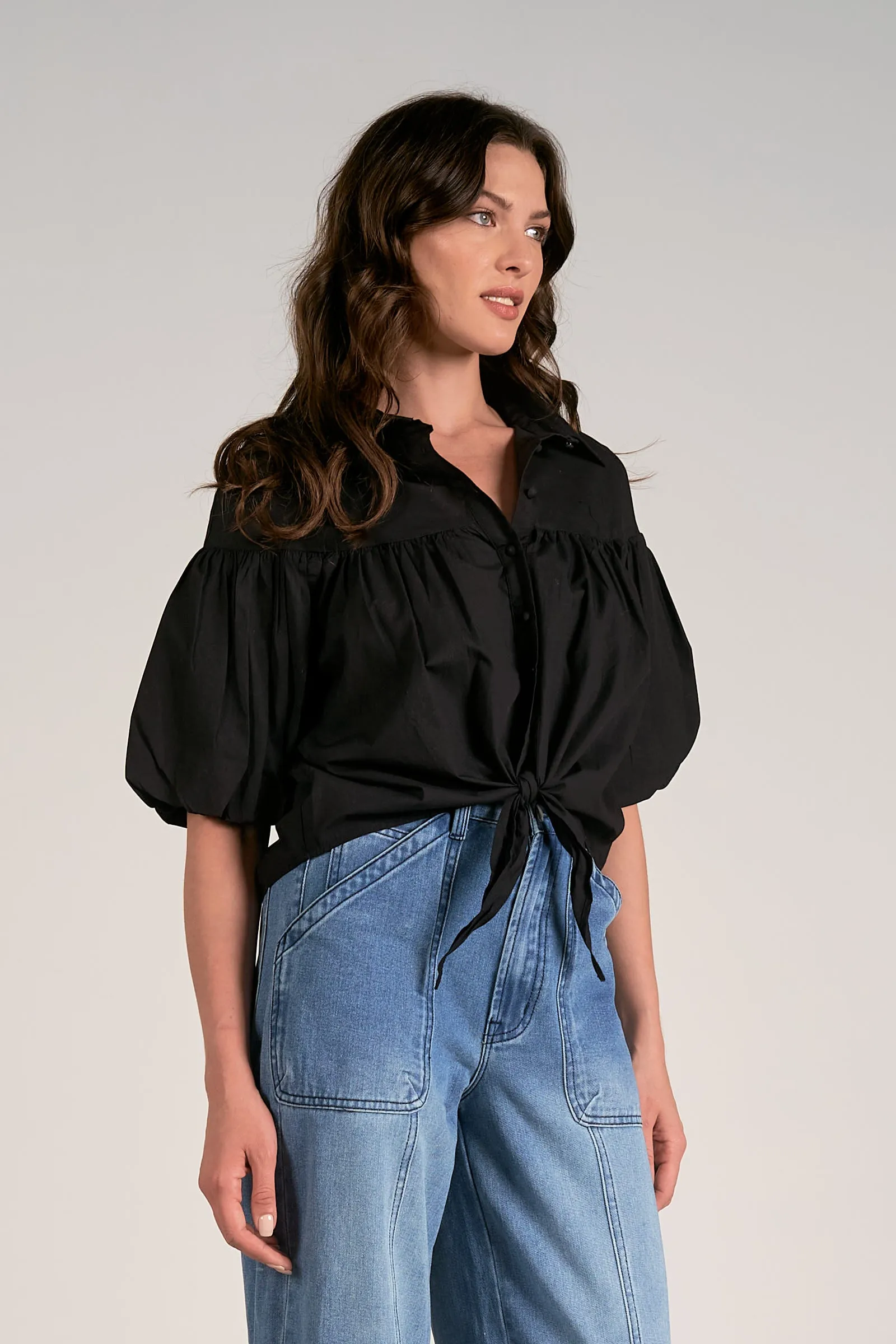 The Aubrey Tie Front Blouse