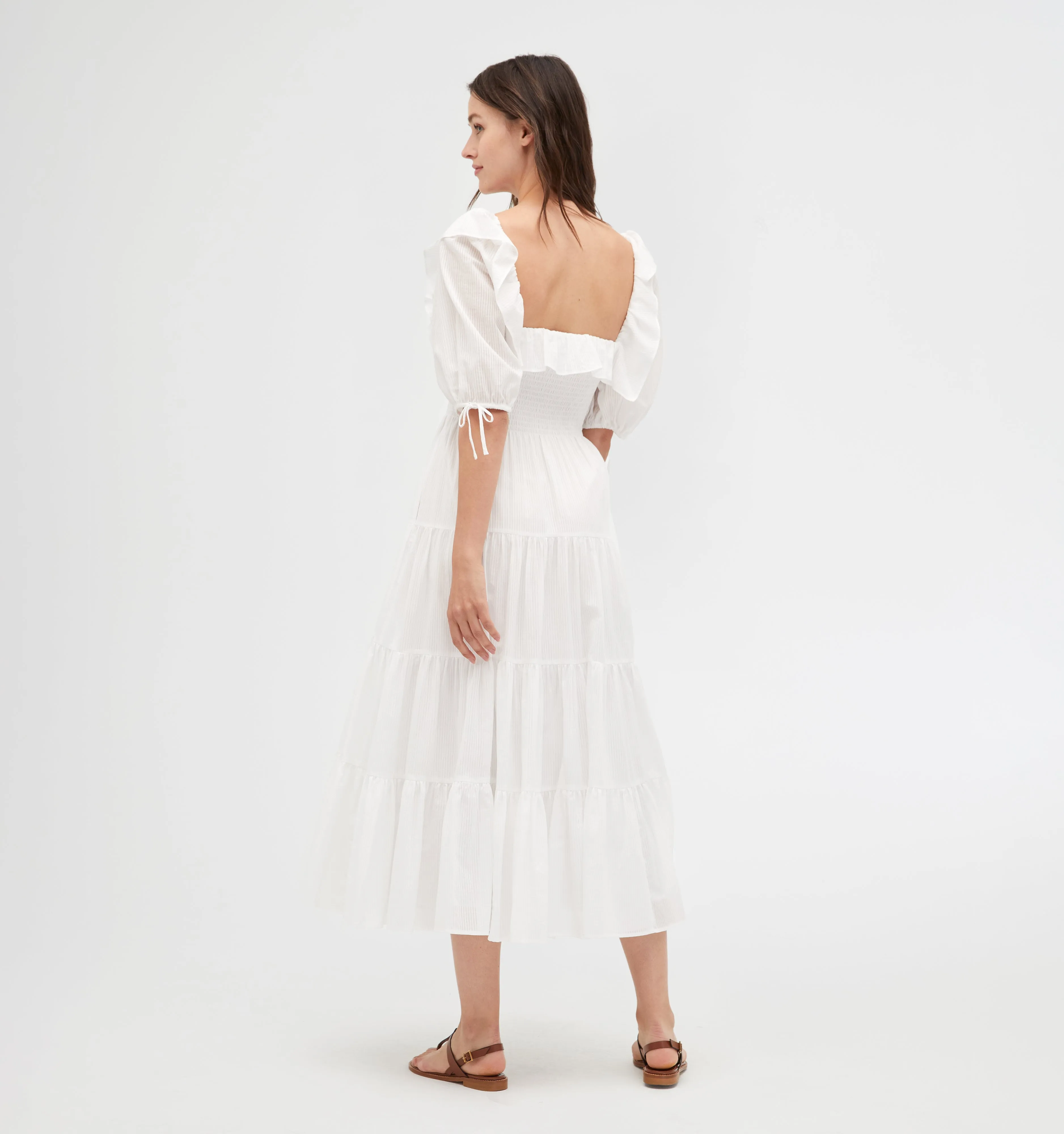 The Corinne Nap Dress - White Shadow Stripe