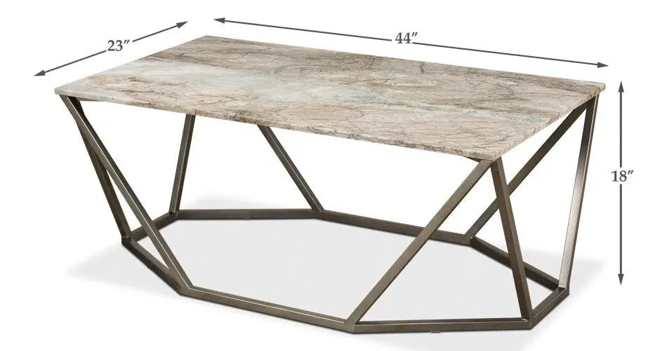 Trapezoid Coffee Table Marble Top