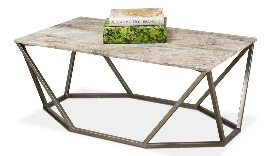 Trapezoid Coffee Table Marble Top