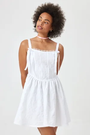 White Embossed Jacquard Corset Dress